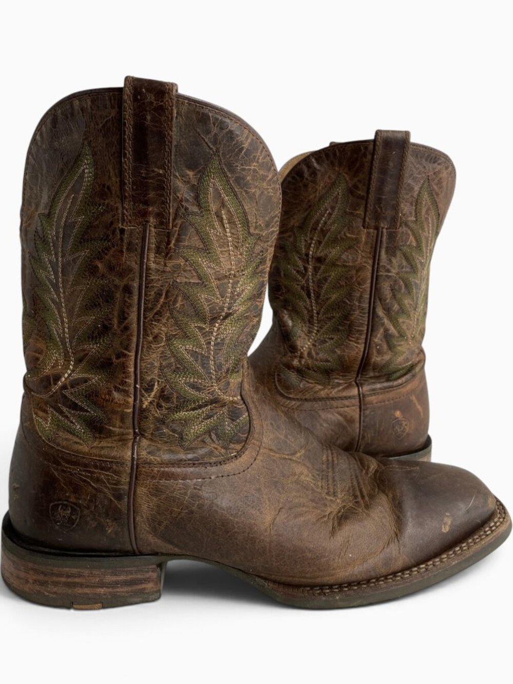 Ariat VentTEK Quickdraw Brown Leather Wide Square Toe Cowboy Boots Men's 13 D